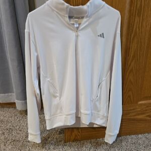 adidas White Full-Zip Athletic Jacket